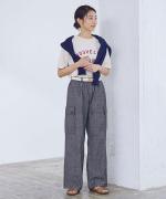 コットンリネン平織デニム　イージーワークパンツ